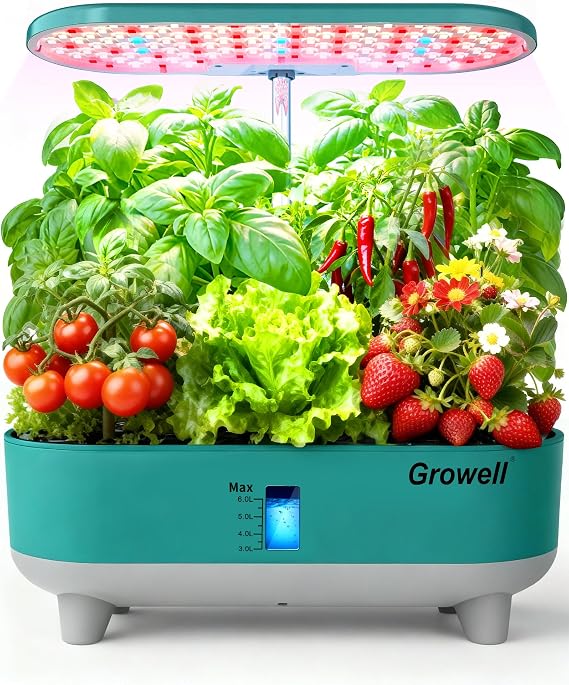 Growell 16 Pods Hydroponics Growing System Kit with 3 Light Modes & 2 Timer