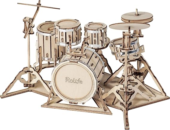 Rolife 3D Wooden Puzzles for Adults, DIY Model Drum kit Crafts for Teens | Puzzles Craft Kits for Kids, Beginner Friendly DIY 3D Puzzle Experience, Perfect for Christmas Birthday Gifts