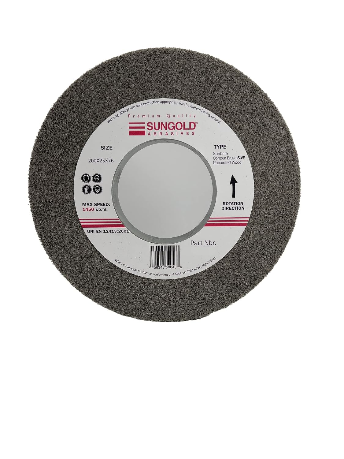 Sungold Abrasives 50038 Sunbrite Countour Brush Silicon Carbide S-VFF 8" Diameter x 2" Thick x 3" Hole, 1 Wheel