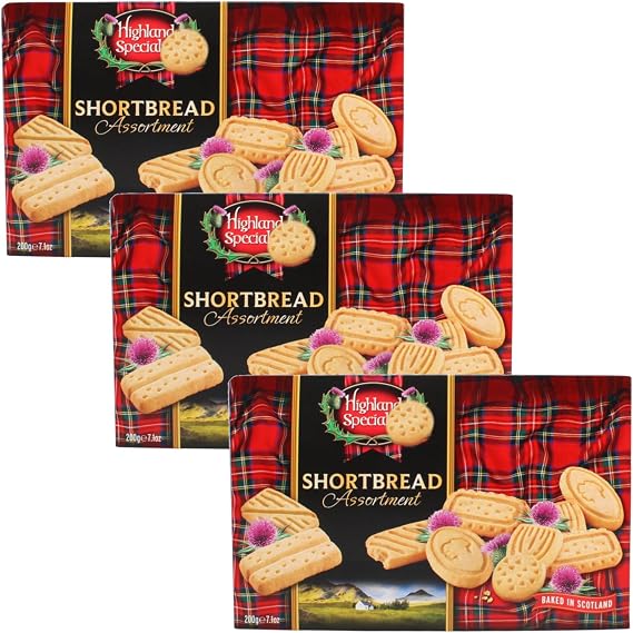 Scottish Shortbread Assortment – 3 x 200g Boxes of Crunchy Butter Biscuits
