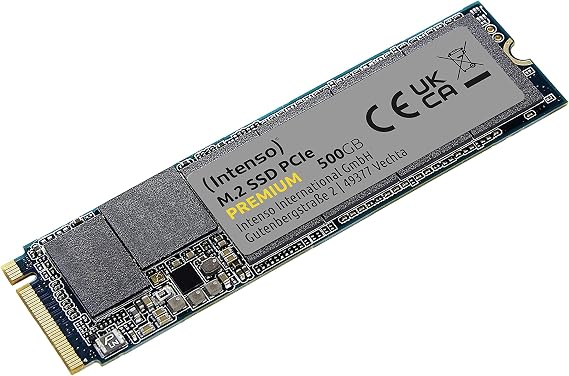 Intenso 500GB M.2 SSD PCIe Premium bis zu 2100 MB/s Festkörper-Laufwerk (PCI Express Gen.3x4 NVMe 1.3 Solid State Drive)
