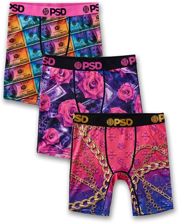 PSD Boys Boxer Briefs Luxury 3-Pack, Comfortable Breathable Underwear for Boys, Medium