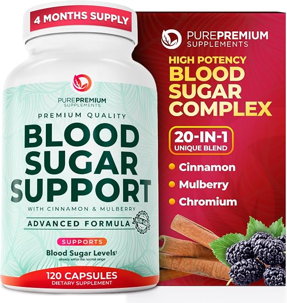 PurePremium Normal Blood Sugar Support Supplement - 120 Capsules