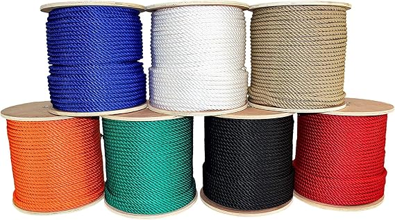 RopeHub Twisted Polypropylene Rope, Utility Cord - 1/2" x 10ft - Black
