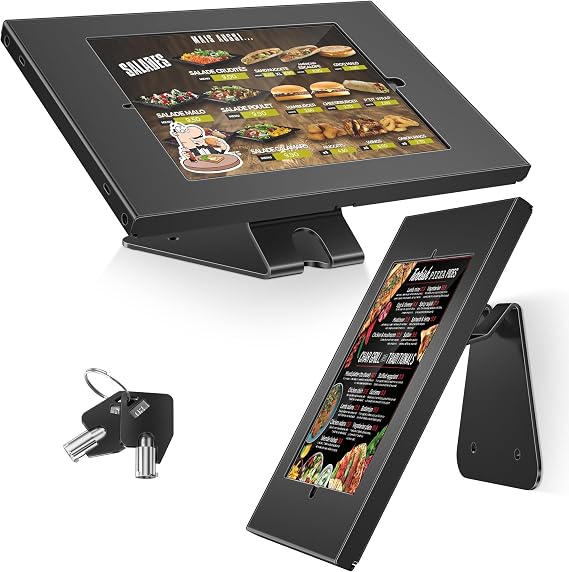 AboveTEK Anti-Theft Tablet Stand iPad Locking & Security Stand, Countertop & Wall Mount POS Stand, 360 Swivel Kiosk Stand for iPad/iPad Air/iPad Pro Ideal for Retail Business (Black)