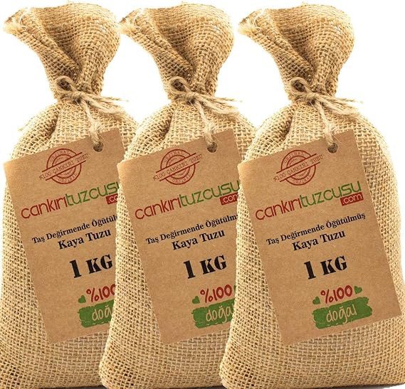 Çankırı Tuzcusu 3 Adet 1 kg Taş Değirmende Öğütülmüş Kristal Kaya Tuzu