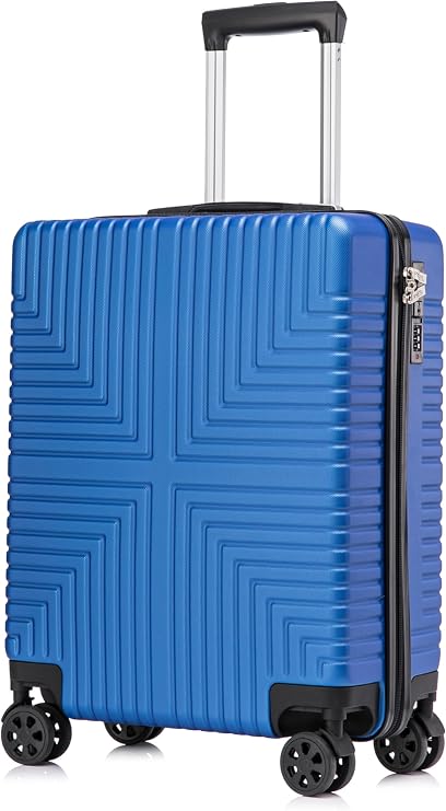 DK Luggage Carry-on 20” Cabin EasyJet, BA, Jet 2 Hard Shell Large Cabin Hand Luggage Approved Suitcase 4 Wheel Spinner ABS30 Blue