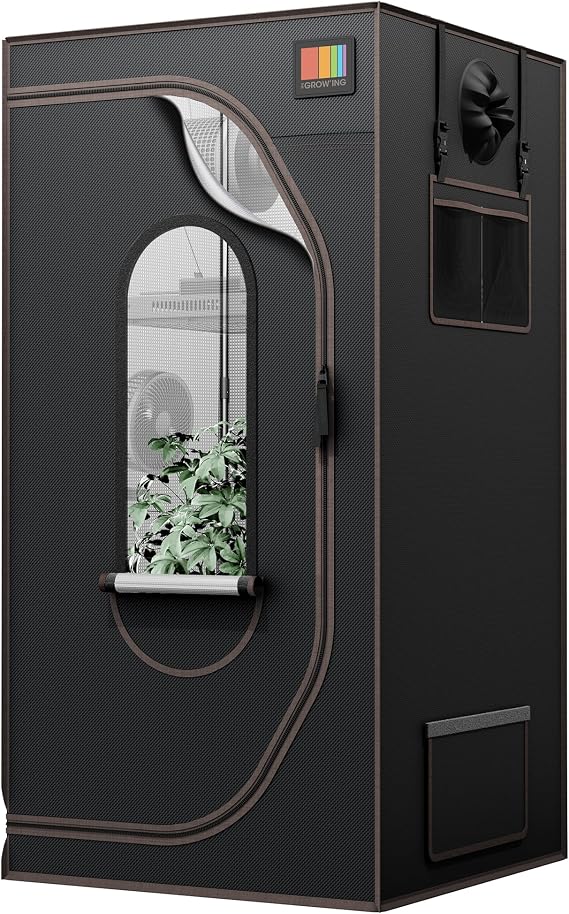 THE GROW'INGの3x3植物テント、36インチx36インチx72インチの高さの囲いが、屋内植物成長のための優れた可視性と簡単なメンテナンスを提供します。