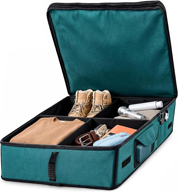 Disc-O-Bed Footlocker, Collapsible Under Cot Camping Gear Storage, Green