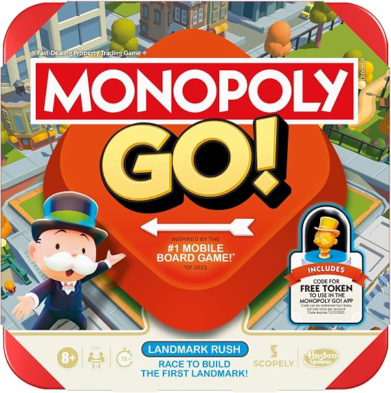 Monopoly GO! Board Game | Inspired by the popular mobile board games | Ages 8+ | For 2-4 Players | 15 Minutes | Family Game | Travel Games for Kids and Adults