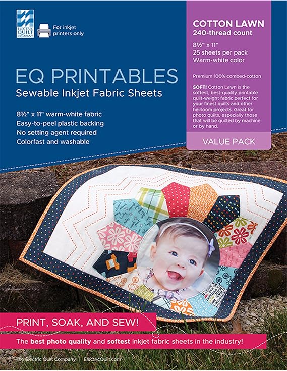 EQ Printables: 25 Inkjet Cotton Lawn Fabric Sheets