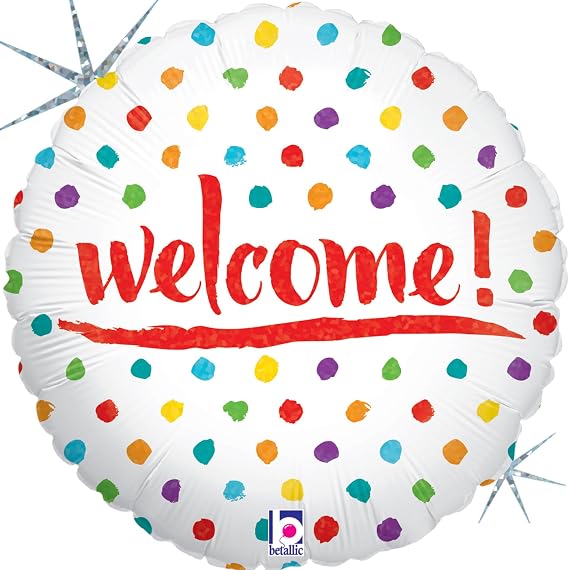 Welcome Dots Mylar Balloon