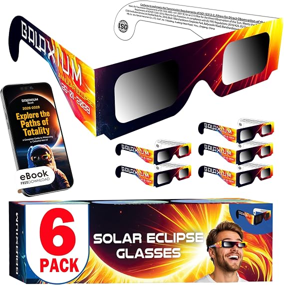 Galaxium 6/12/25/50/100 Pack Solar Eclipse Glasses 2026 ISO 12312-2