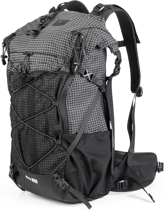Hiking Backpack Mens Waterproof 35L Rucksack for Men Women Lightweight Adjustable Back Pack with Belt & Hydration Opening for Outdoor Sports Travelling Camping Black Khaki