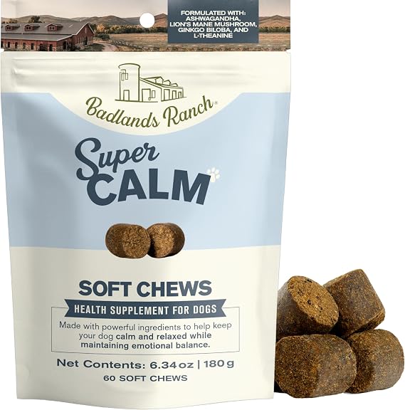 Badlands Ranch Super Calm Soft Chews for Dogs, Ashwagandha, 60 Chews