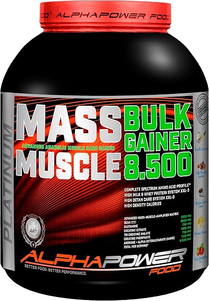 Alphapower Food Bulk Whey Weight Gainer Mass 8500 Hardgainer Extreme Mass Building Calories Loaded Mega Muscle Building Protein Carbohydrate Powder Shake 5 kg 7 kg Chocolate Creatine BCAA 4000 7000 2000