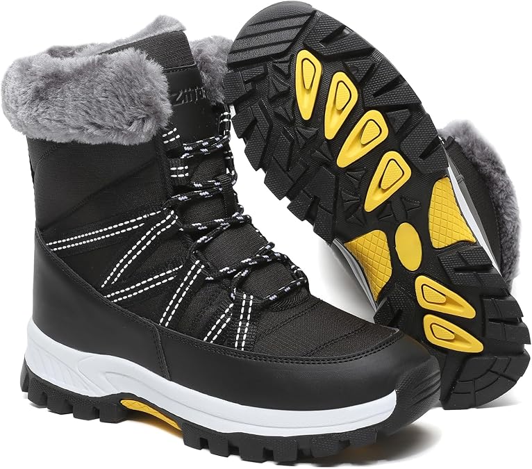 Womens Snow Boots Warm Fur Lined Winter Boots Mid Calf Waterproof Anti Slip