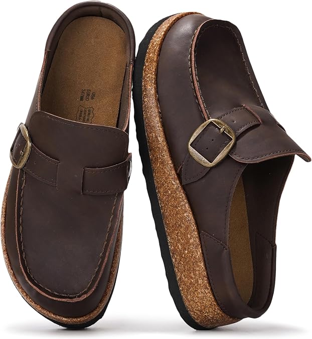 100% Genuine Leather Moccasin Style Clogs for Women - Fall Shoes for Women