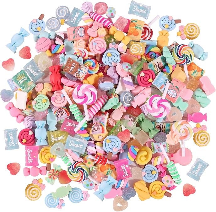 30Pcs Candy Slime Charms , Cute Resin Charms, Embellishments for Crafting