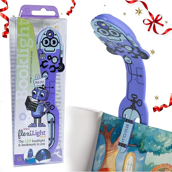 Thinking Gifts Flexilight Pals, Book Light & Bookmark for Kids, Robot Purp