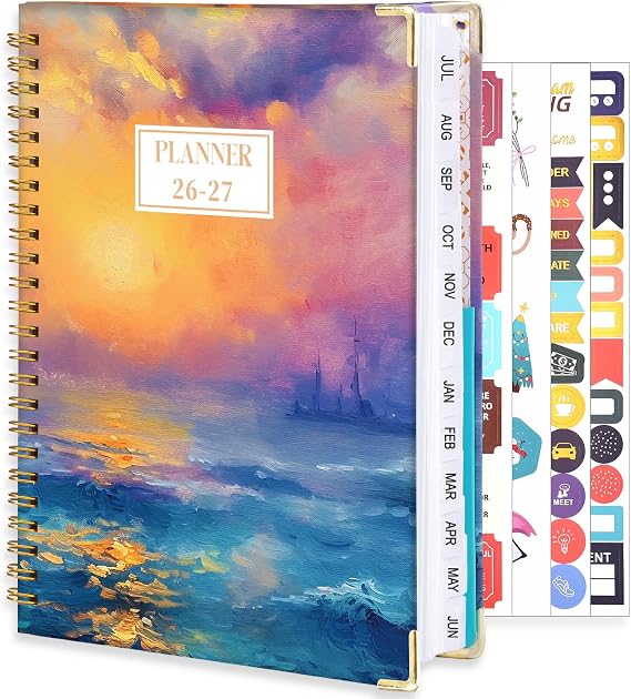 2026-2027 Academic Planner, A5 Weekly & Monthly Sunrise Design