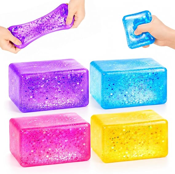 4Pcs Stress Cubes Stress Balls for Adults, Squishy Fidget Toys, Squeeze Ice Cubes Sensory Toys for All Ages Adults Kids Teens , Enhances Grip Strength Squeeze Ball, Party Bag Fillers for Kids