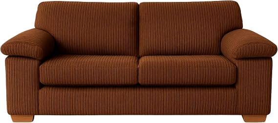 Jumbo Cord 3-Seater Sofa: Enhance Living Room Comfort with Our Stylish 3-Seater Jumbo Cord Sofa Collection – Soft Cushions & Jumbo Cord Fabric for Everyday Relaxation (Brown, 3 Seater)