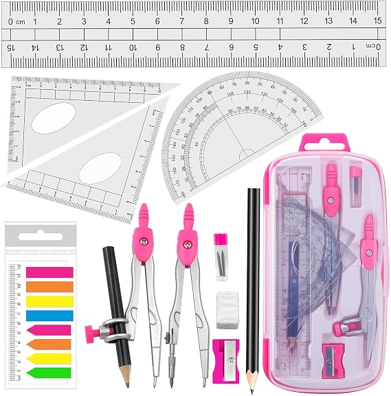 Akuoly School Maths Compass Geometry Protractor and Starter Compass Set for Students Maths Homework