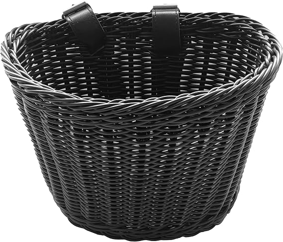 Handwoven Plastic Bike Basket - Waterproof Front Bicycle Basket for Adults & Kids, Fits Most Bikes (Beach Cruiser, Mountain Bike, Scooter)