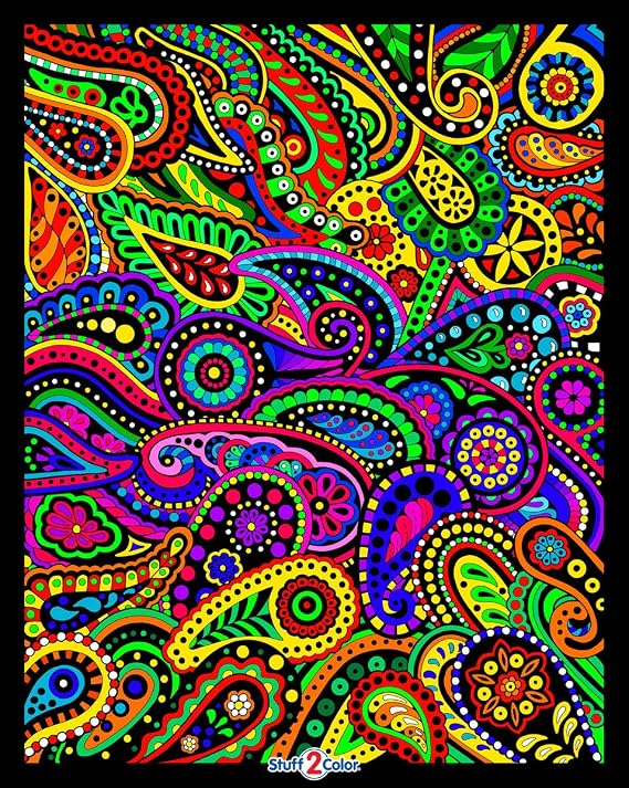 Stuff2Color Paisley - Fuzzy Velvet Coloring Poster for All Ages - Fun Coloring Activity