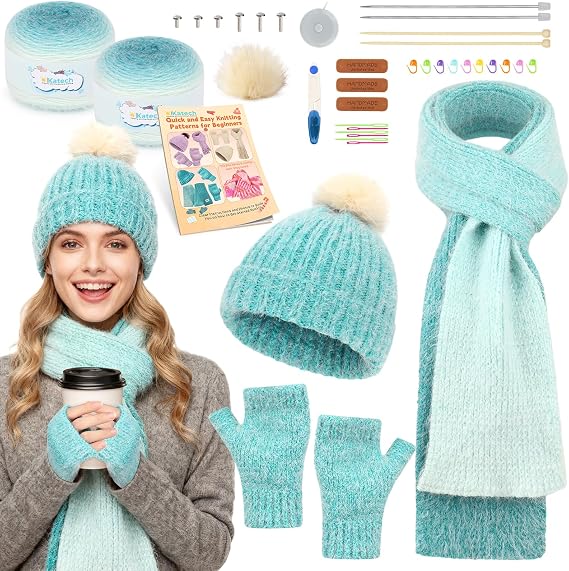 Katech Knitting Kit for Beginners Adults Kids-Beginners Knitting Kit