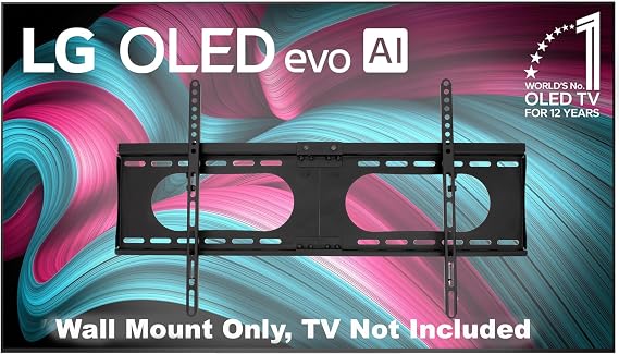 Cheetah Tilt TV Wall Mount for LG EVO OLED TVs, Low 1.5 Profile, Fits 24 Studs, Max Weight 165lbs, Max VESA 730, Fully Assembled Display Bracket, Wood Stud, Masonry, or Drywall, Model CH-LGOLEDEVO