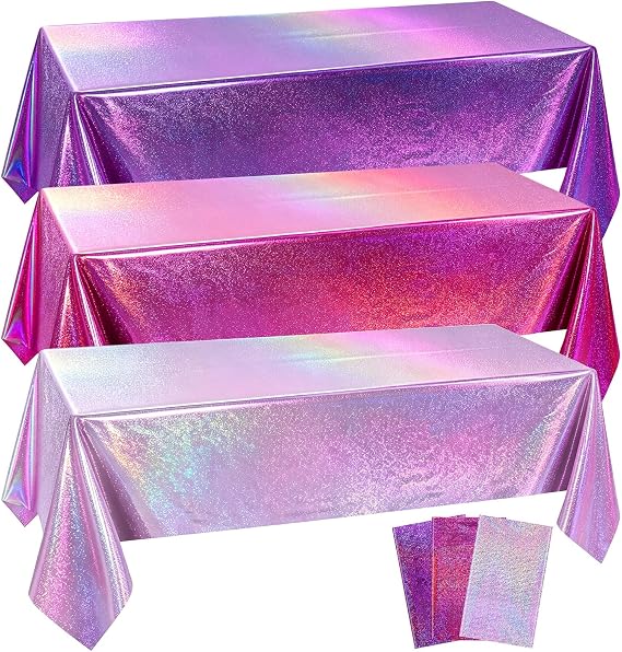 3 Pack Iridescent Tablecloth, Waterproof Rectangle Tablecloth, 54x108 Inch