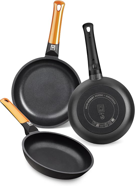 BRA Efficient Orange | Set of 3 Frying Pans 18-22-26 cm