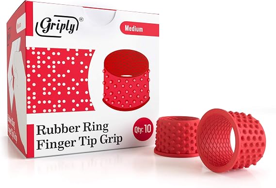 Griply Rubber Finger Tips | Hand Grips | Rubber Tip Finger Protector | Finger Pads (Medium)