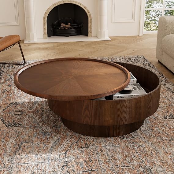 Round Coffee Table with Covert Storage (A 30.7in)