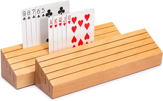 Yellow Mountain Imports YMI Beechwood Playing Card Holders, 2-Pack, 9.8 in