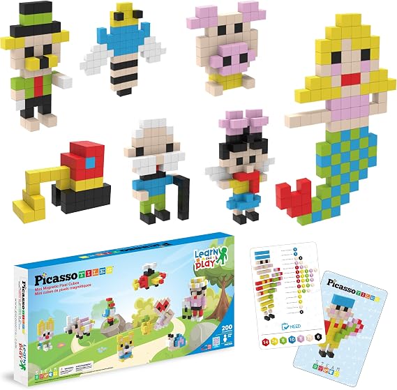 Picasso Cubes 0.5 Pixel Magnetic Puzzle Cube 200 Piece Mix & Match Sensory Toys STEAM Education Learning Building Block Magnets Children Construction Toy Set Stacking Magnet Creative Kit PMC200