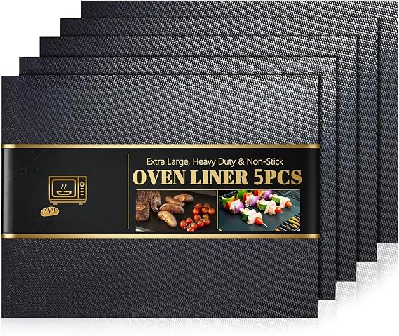 5-Pack Large Oven Liner 50 x 40 cm, Oven Mats for Bottom of Fan