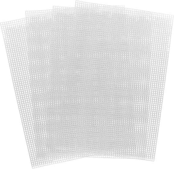 5 Pieces 5 Count Plastic Mesh Canvas Sheets for Embroidery, Plastic Needlepoint Canvas, Fursuit Eye Mesh for Crafts DIY, Knit Crochet Projects (White, 11.8×7.9inch)