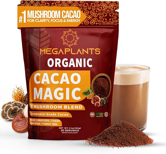 Megaplants Cacao Magic | Mushroom Hot Chocolate & Coffee Alternative Powder