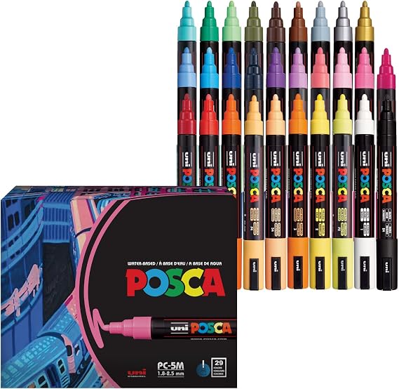 POSCA PC-5M Paint Markers, 29 Count Medium Reversible Tip Set
