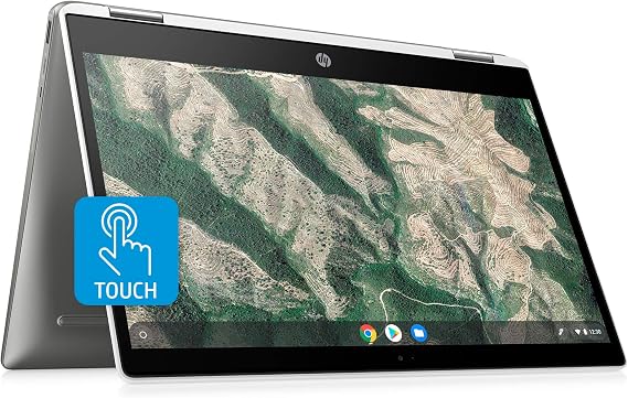 HP Chromebook x360 14-inch HD Touchscreen Laptop, Intel Celeron N4000, 4 GB RAM, 32 GB eMMC, Chrome (14b-ca0010nr, Ceramic White/Mineral Silver)