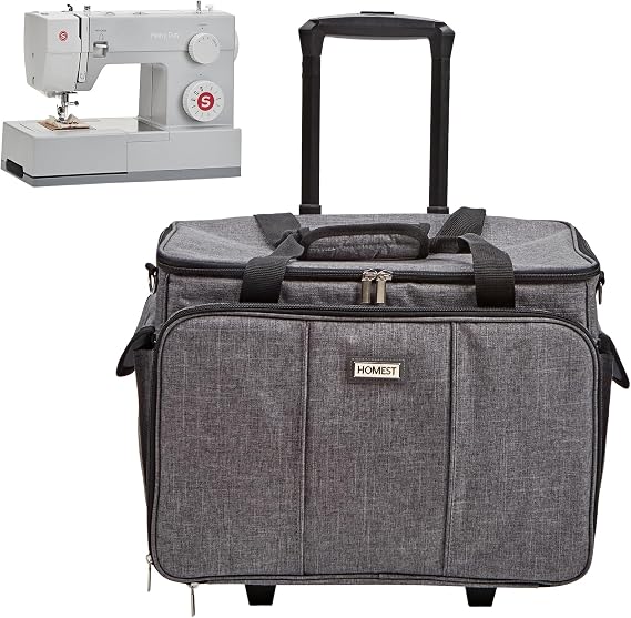 HOMEST Deluxe Sewing Machine Case with Wheels, Rolling Trolley Tote