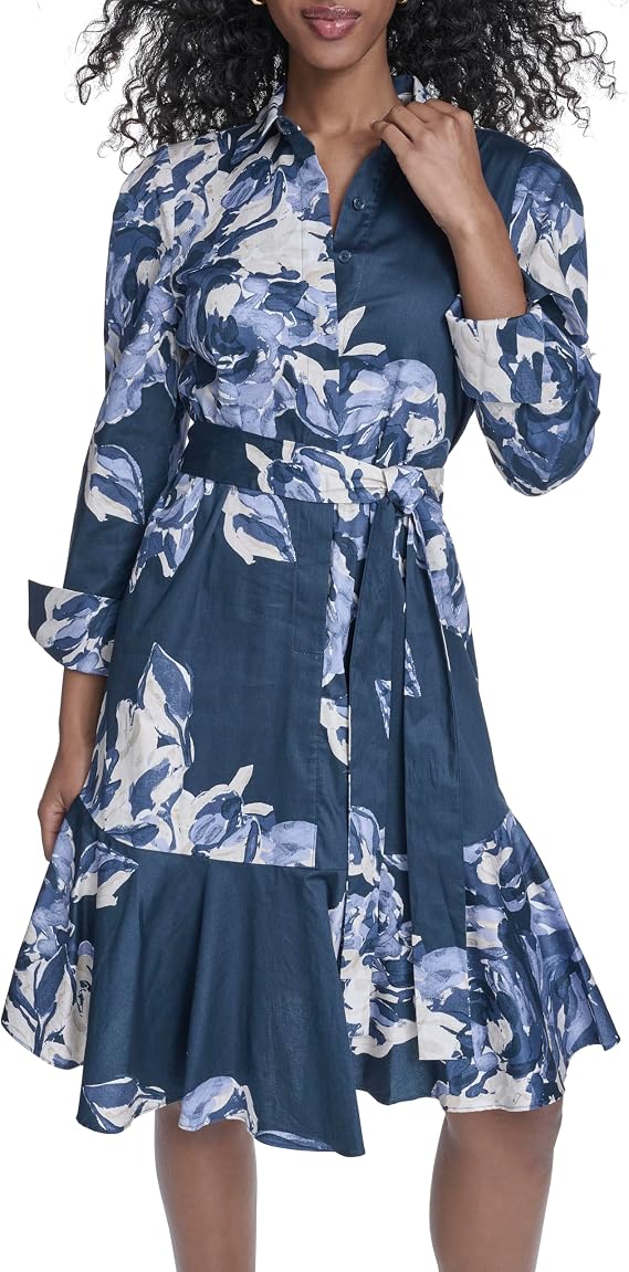 Calvin Klein Long Sleeve Floral Cotton Aline