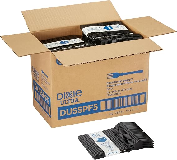 SmartStock Fork - Fork - 40 x Fork - Disposable - Black - 24 / Carton - 1 Each
