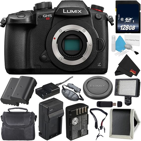 Panasonic Lumix DC-GH5S Mirrorless Micro Four Thirds Digital Camera International Version + Battery for Panasonic DMW-BLF19 + 128GB Class 10 Memory Card Bundle