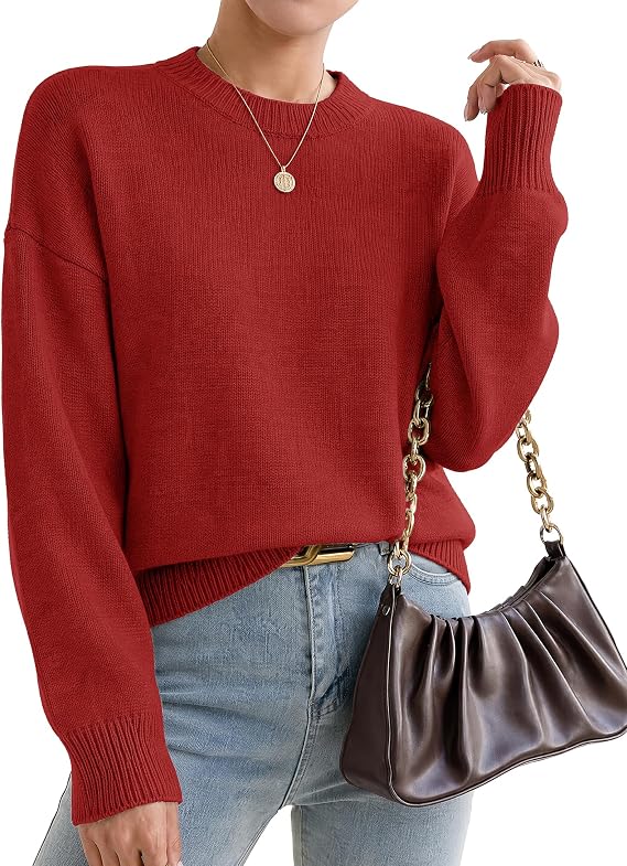 Oversized Sweaters for Women Cashmere Crewneck Pullover Sweater