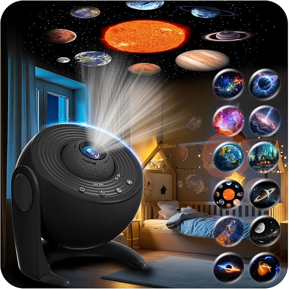 FlyLily Galaxy Projector for Bedroom, 13 in 1 Planetarium Star Projector with Solar System & Constellation, 360 Rotating Galaxy Light, Space Night Light Projector for Kids Adults Gifts