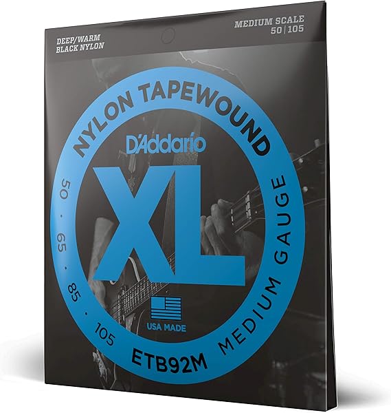 D'Addario Tapewound Bass Strings ETB92M, 50-105, 4-String, Medium Scale